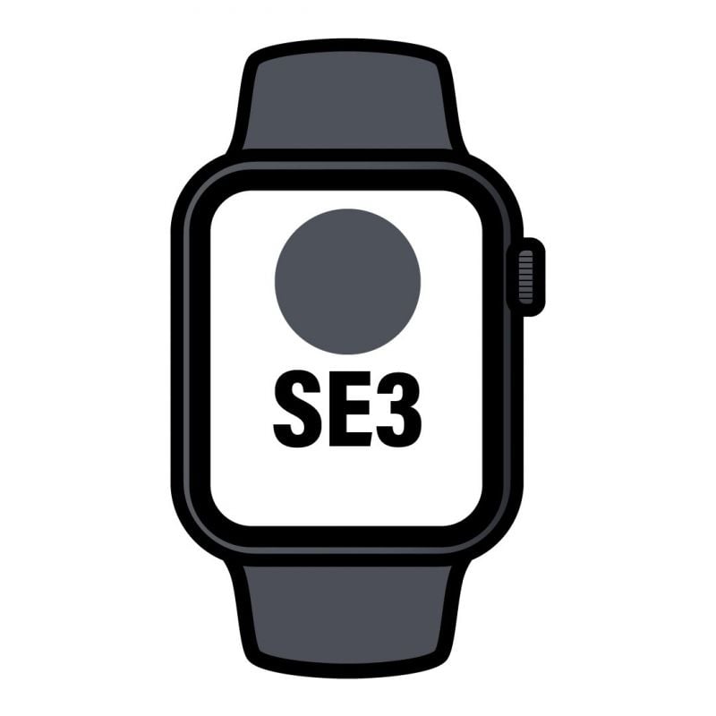 Apple Watch SE3/ GPS/ 44mm/ Caja de Aluminio Medianoche/ Correa Deportiva Negra S/M