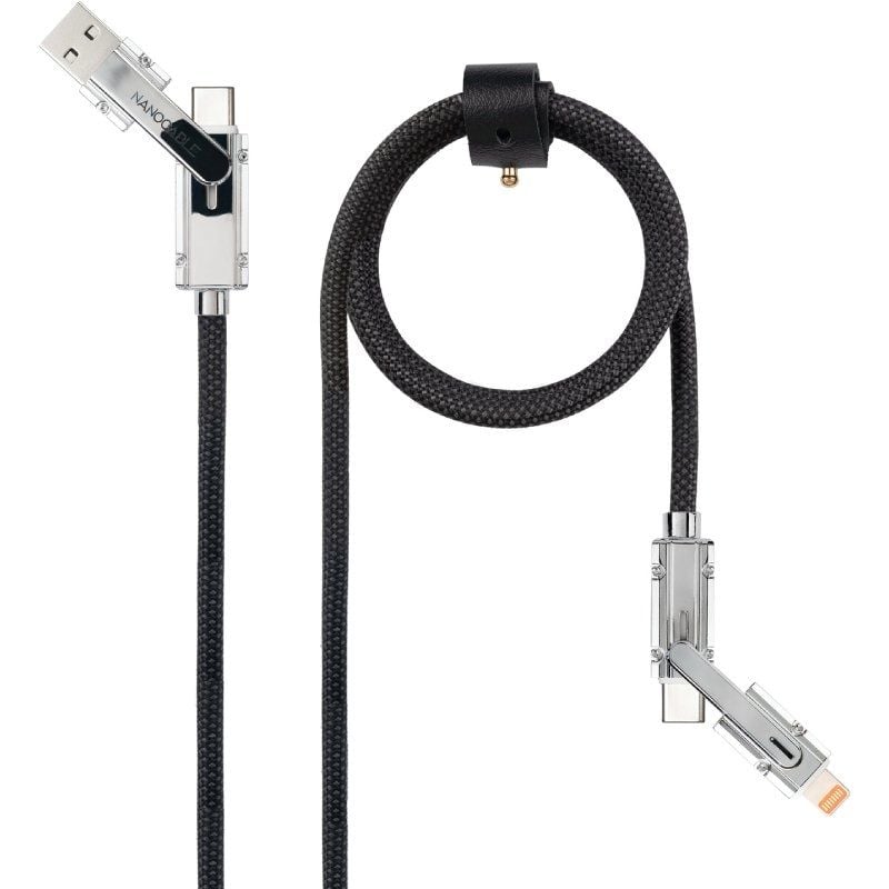 Cable USB 2.0 Tipo-C Nanocable 10.01.2602/ USB Tipo-C Macho + USB Macho - USB Tipo-C Macho + Lightning Macho/ Hasta 27W/ 480Mbps/ 2m/ Negro