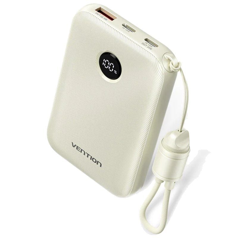 Powerbank 10000mAh Vention FKAN0-C/ 22.5W/ Gris/ Incluye Cable USB Tipo-C