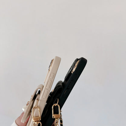 Funda Crossbody Cartera con Lazo 3D y Tarjetero para iPhone 17 / 16 Pro Max / 15 / 14 Plus / 13 / 12 / 11 / XS / XR / 7 / 8 / SE