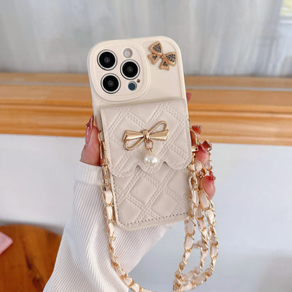 Funda Crossbody Cartera con Lazo 3D y Tarjetero para iPhone 17 / 16 Pro Max / 15 / 14 Plus / 13 / 12 / 11 / XS / XR / 7 / 8 / SE