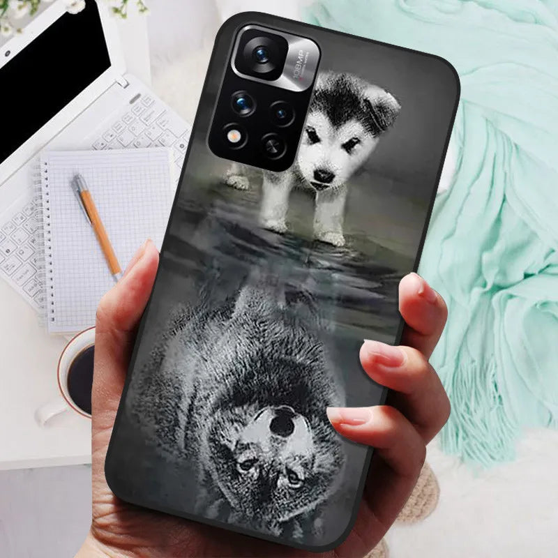 Funda de silicona para Xiaomi Redmi Note 11 Pro Plus 5G – Diseño de león, lobo y animales