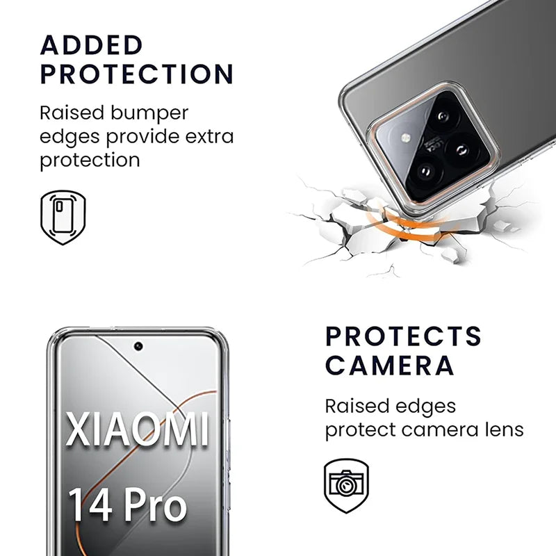 Funda ultrafina transparente para Xiaomi Mi 13, 13T y 14 Pro – Silicona suave