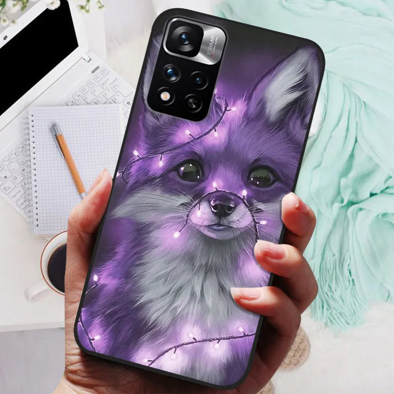 Funda de silicona para Xiaomi Redmi Note 11 Pro Plus 5G – Diseño de león, lobo y animales
