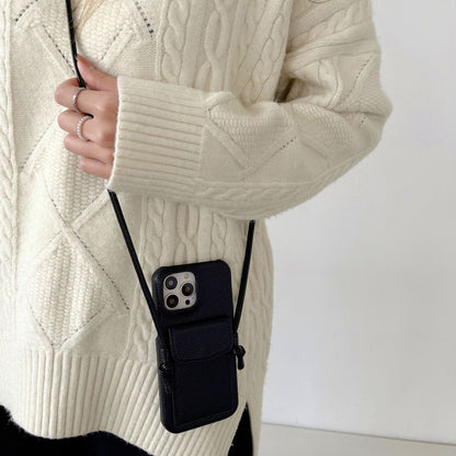 Funda cartera crossbody de piel PU con correa para iPhone 17, 16, 15, 14, 13, 12, 11 Pro Max, XS, XR – con ranuras para tarjetas