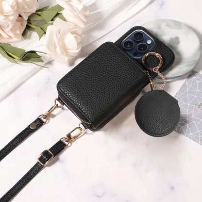 Funda cartera de piel PU con correa para iPhone 16 Pro Max, 16e, 15, 14, 13, 12, 11, XS, XR, 7, 8 – con ranuras para tarjetas