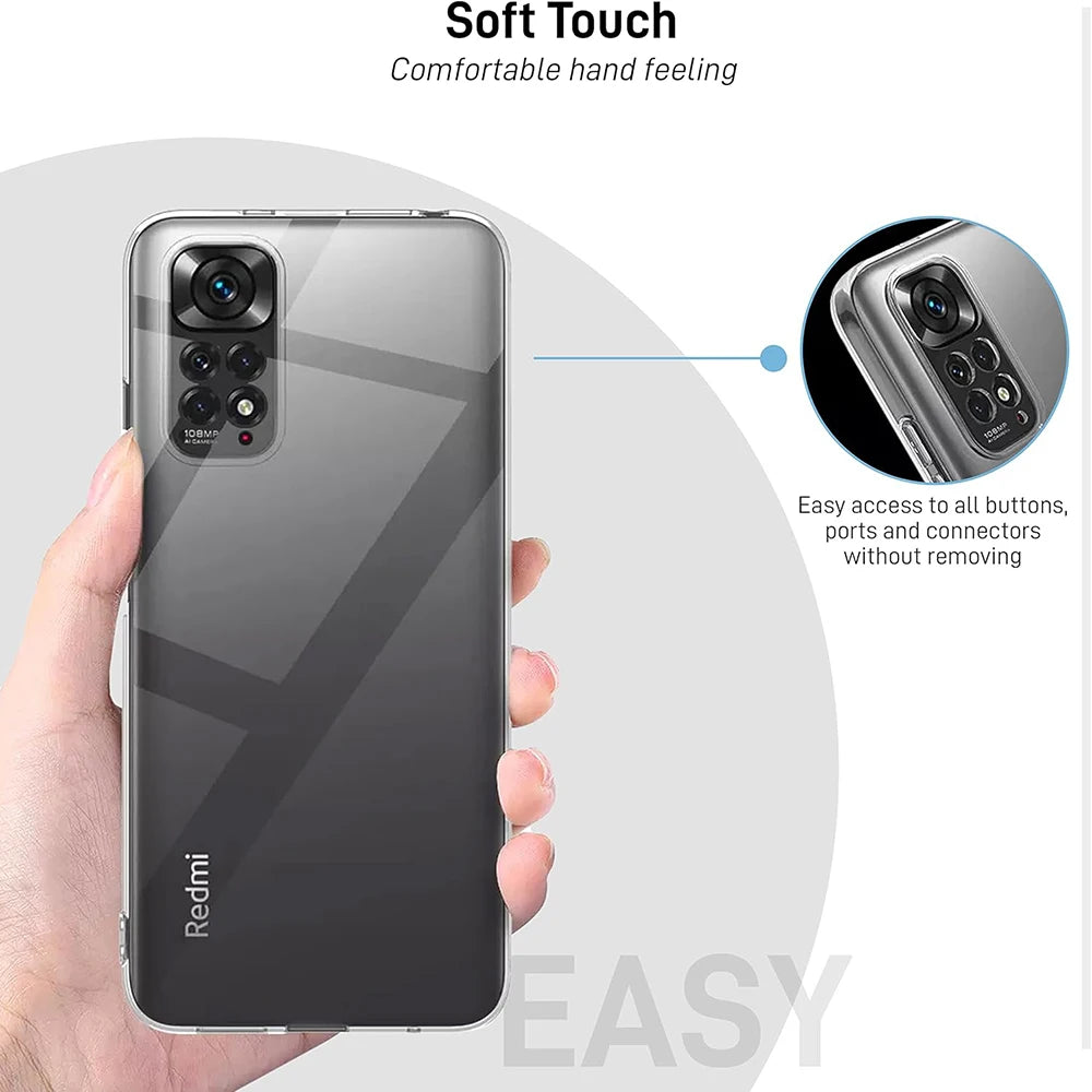 Funda transparente ultrafina de silicona para Xiaomi Redmi Note 11, 11S, 11T Pro, 11 Pro+ – protección completa