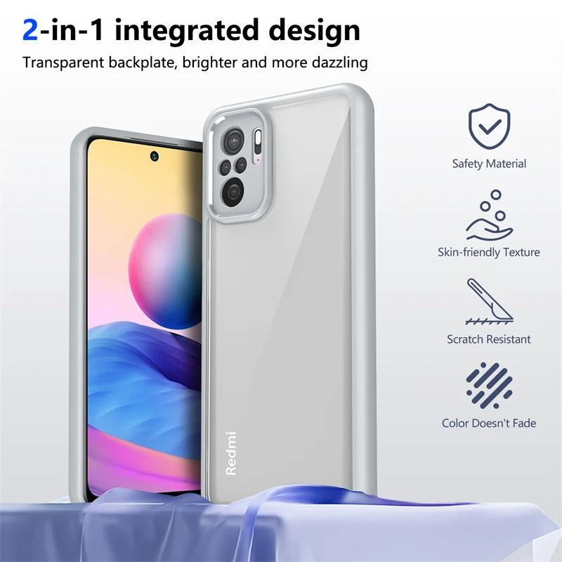 Funda transparente mate antigolpes para Xiaomi Poco M5s – Protección de cámara y pantalla