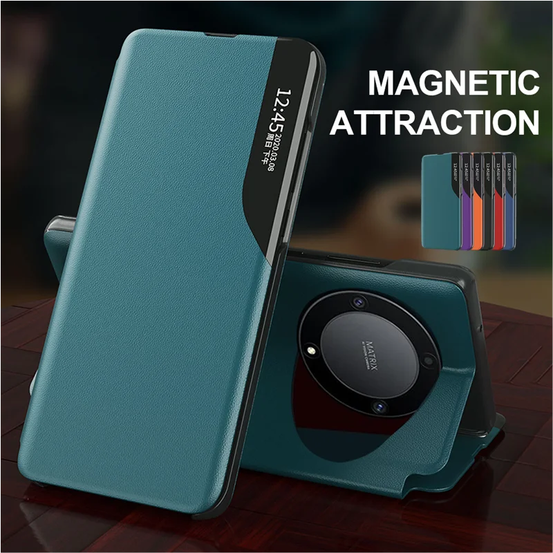 Funda Honor Magic 7 6 5 Lite X9C X9B X9A 5G – Flip Cover Ventana Magnética con Soporte y Espejo
