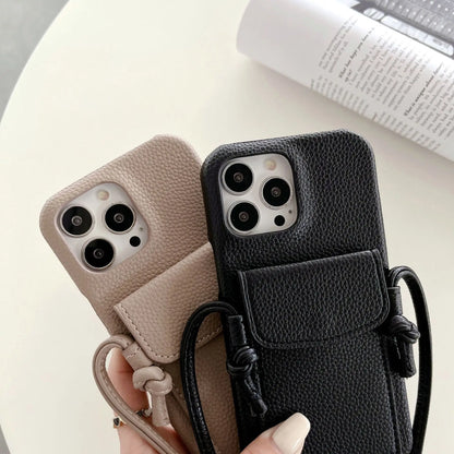 Funda cartera crossbody de piel PU con correa para iPhone 17, 16, 15, 14, 13, 12, 11 Pro Max, XS, XR – con ranuras para tarjetas