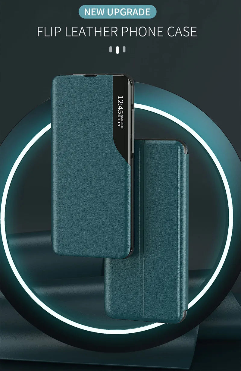 Funda Smart Flip View con Ventana para Honor 20S – Carcasa de Cuero Magnética con Función Inteligente