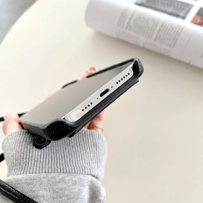 Funda cartera crossbody de piel PU con correa para iPhone 17, 16, 15, 14, 13, 12, 11 Pro Max, XS, XR – con ranuras para tarjetas