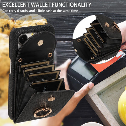 Funda con anillo y correa para iPhone 16 Pro Max, 15, 14, 13 – cuero PU lychee, antigolpes y soporte