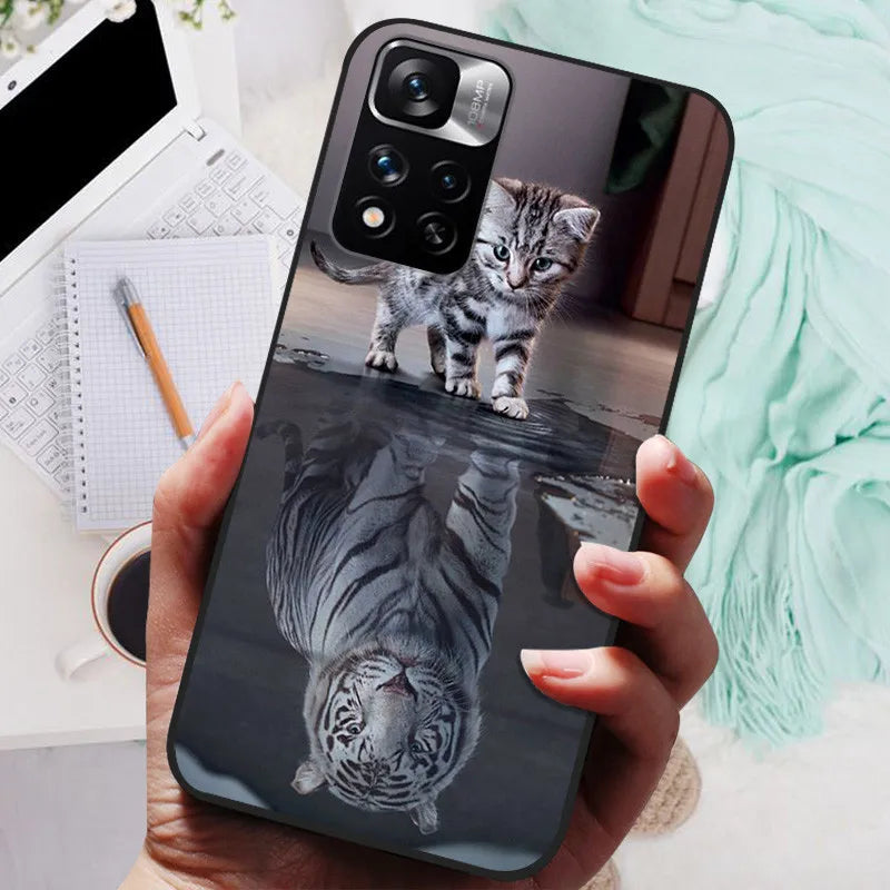 Funda de silicona para Xiaomi Redmi Note 11 Pro Plus 5G – Diseño de león, lobo y animales