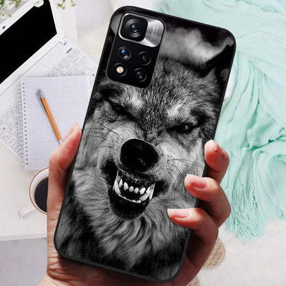 Funda de silicona para Xiaomi Redmi Note 11 Pro Plus 5G – Diseño de león, lobo y animales