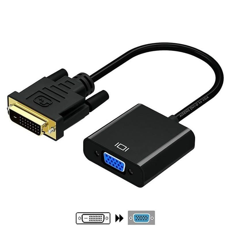 Cable Conversor Aisens A147-0352/ DVI Macho - VGA Hembra/ 30cm/ Negro