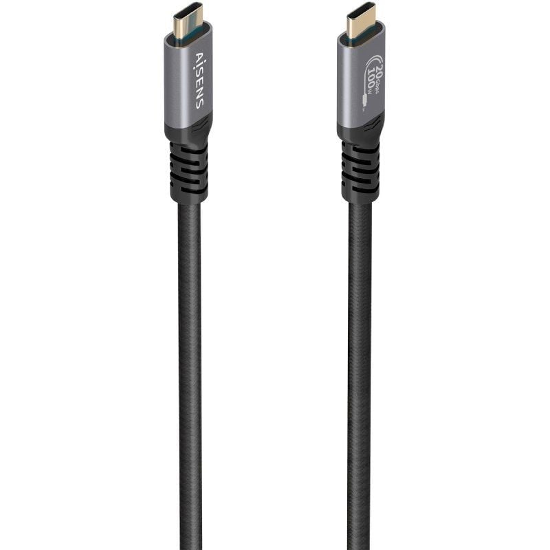 Cable USB 3.2 Tipo-C Aisens A107-0988/ USB Tipo-C Macho - USB Tipo-C Macho/ Hasta 100W/ 20Gbps/ 3m/ Negro