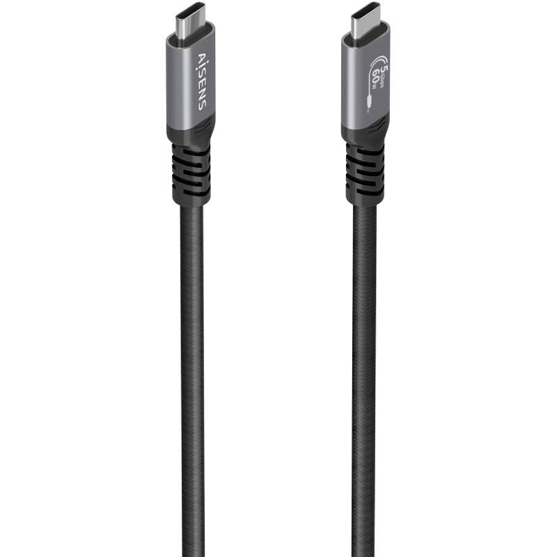 Cable USB 3.2 Tipo-C Aisens  A107-0992/ USB Tipo-C Macho - USB Tipo-C Macho/ Hasta 60W/ 5Gbps/ 10m/ Negro