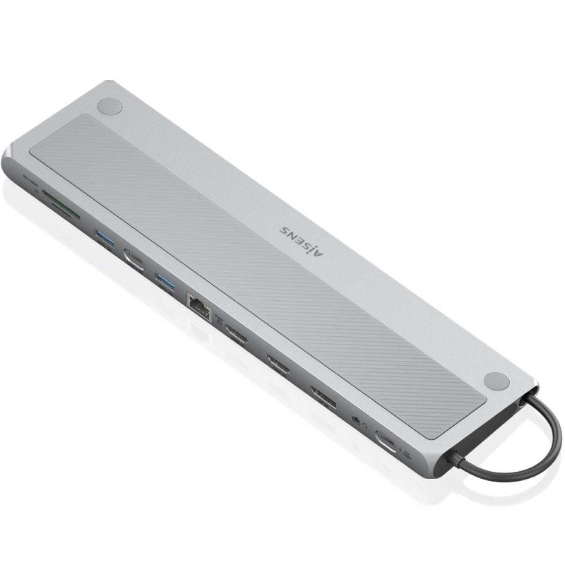 Docking USB Tipo-C Aisens ASUC-12P020-GR/ 2xHDMI 4K/ 3xUSB/ 1xUSB Tipo-C/ 1xRJ45/ 1xDisplayPort/ 1xLector Tarjetas/ 1xUSB Tipo-C PD/ Gris