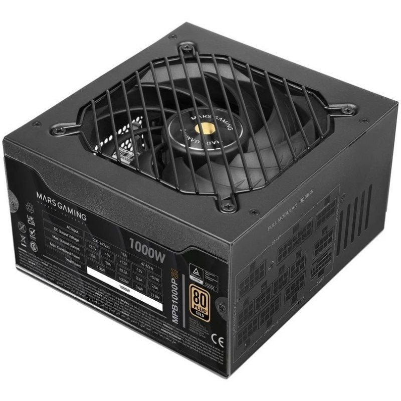 Fuente de Alimentación Mars Gaming MPB1000PSI/ 1000W/ Ventilador 14cm/ ATX 3.1/ PCIe 5.1/ 80 Plus Gold