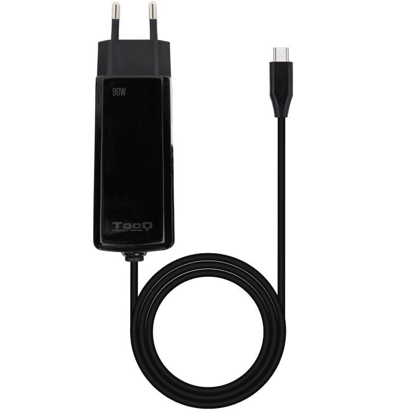 Cargador de Portátil GaN TooQ TQLC-USBCGAN90PD-C/ 1xUSB Tipo-C/ 90W/ Automático/ Voltaje 5-20V
