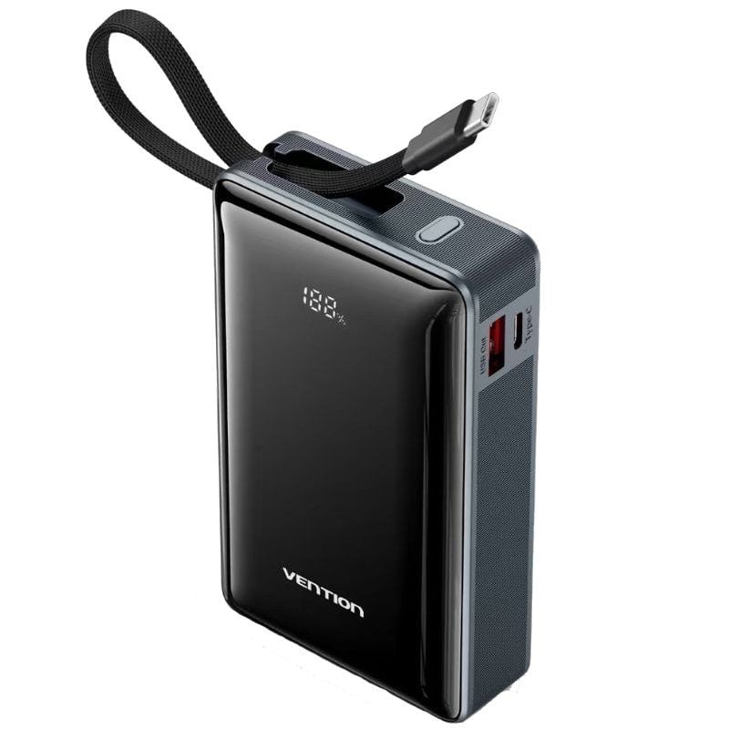 Powerbank 20000mAh Vention FKDM0/ 65W/ Gris/ Incluye Cable USB Tipo-C